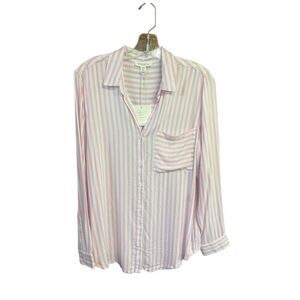 Beachlunchlounge Button down Blouse Sz M Pink/White NWT